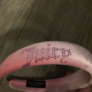 Juicy Couture Exclusive Pink Padded Headband With Rhinestone Logo